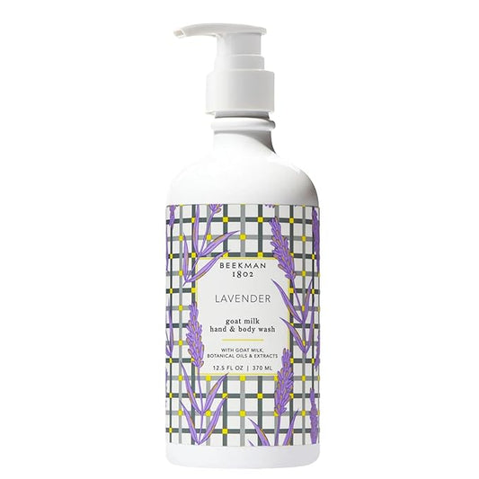 Beekman 1802 Goat Milk Hand Wash, Lavender - Scented - 12.5 oz - Cleanses, Softens & Nourishes Skin - Rinses Away Impurities - Good for Sensitive Skin - Cruelty Free - Ready For Use, Pump Inserted