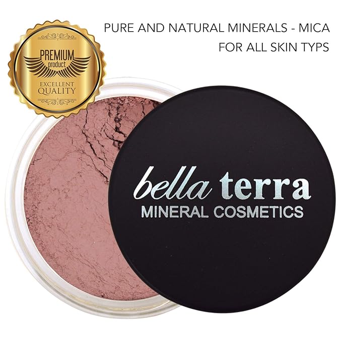 Bellaterra Cosmetics Mineral Loose Blush - Contouring, Long Lasting, Illuminating in 4 Shades for All Skin Types.(Glistening Sun, 9g)