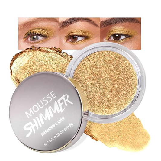 Gold Mousse Shimmer Monochrome Eyeshadow, Neutral Matte Cream Monochrome Eye Shadow Pallette, Long-Lasting Waterproof Blendable sombras para ojos, Mini Eyeshadow(05#, Pack of 1)
