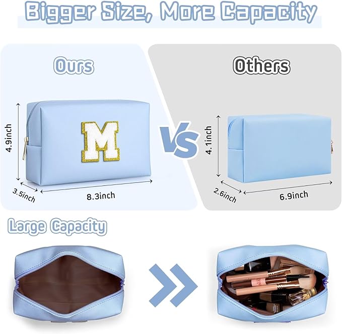 TOPEAST Teen Girl Gifts Trendy Stuff, Blue Small Makeup Bag Preppy Stuff for Girls Personalized Birthday Gifts for Girls Daughter (Sky Blue K)