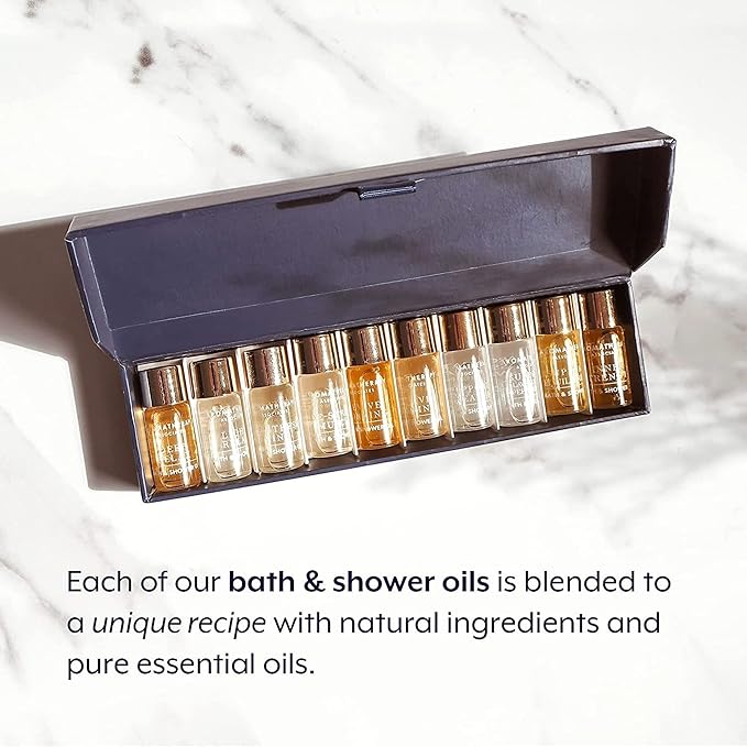 Aromatherapy Associates Essential Oil Blends – Luxury Shower and Body Oils for Dry Skin, Daily Aromatherapy Care for Men & Women, 10-Pack (0.10 fl oz Each) in Decorative Gift Box