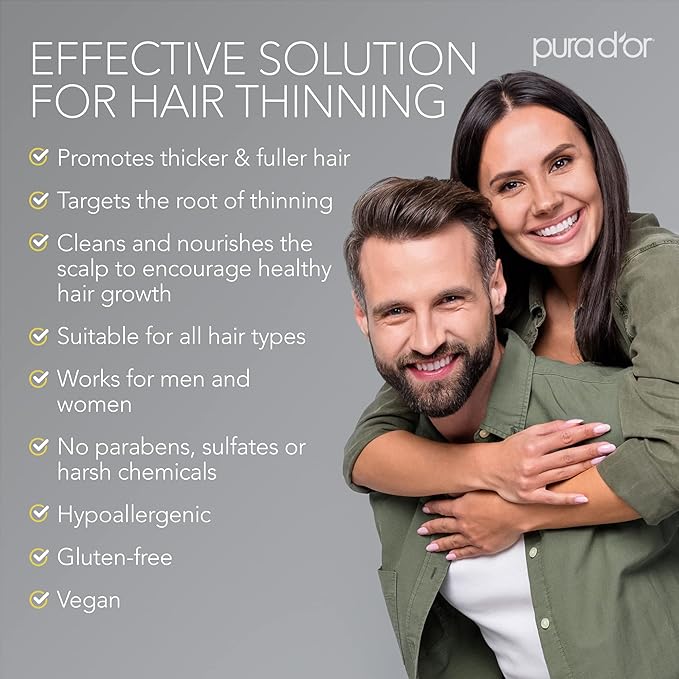 PURA D'OR Advanced Therapy Biotin Shampoo & Conditioner Hair Care Set For Hair Thinning, CLINICALLY TESTED Effective Results, Herbal Hair Thickening Products For Women & Men, 16oz x2
