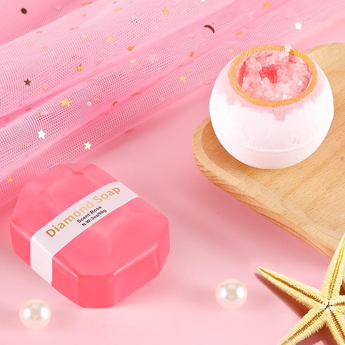 Gift Baskets for Women, Best Birthday Gifts Box, Self Care Gift, Care Package, Get Well Soon Gifts Kit, Unique Ideas Present for Mom Girlfriend Her Sister Wife Friends Woman - Rose Spa Gift Set