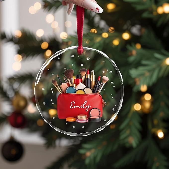 Personalized Makeup Tools Christmas Ornament 2025, Makeup Box Christmas Ornament Gift for Makeup Artist, Christmas Tree Decor for Makeup Shop, Gift for New Makeup Coworkers (Makeup 5)