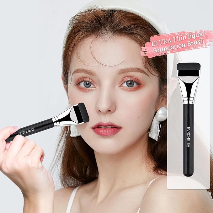 Flat Foundation Concealer Contour Brush Set, 2PCS Dense Under Eye Nose Contour Kabuki Brush for Blending Setting Concealing Buffing with Liquid, Cream and Powder (Thin 170/270)…