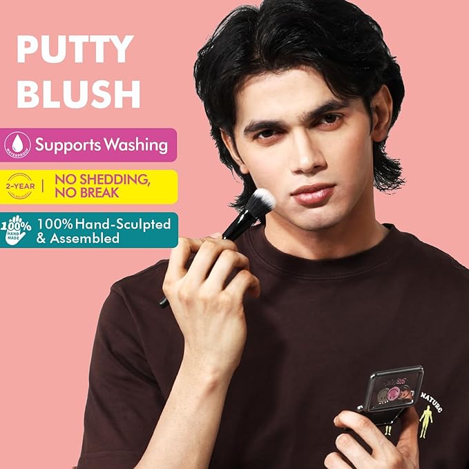 Bueart Design Putty Blush& Putty Bronzer Makeup Brush Set for Applying Blending Blush,Mineral Powder,Bronzer,Liquid Cream Foundation,Soft Dense Bristles,Vegan&Cruelty-free,M12