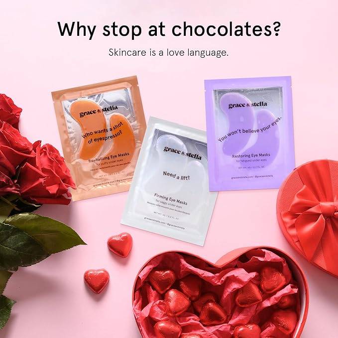 grace & stella Peptide Under Eye Patches with Niacinamide & Rice Extract - Firming Eye Masks for Dark Circles and Puffiness - Gel Mask for Firmer-Looking Skin - Vegan, Cruelty-Free (White, 24 Pairs)