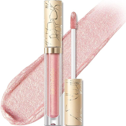 FOCALLURE Metallic Liquid Lipstick,Non Stick Cup Lip Gloss,High Impact Lip Color with Transfer-proof Wear,Long Lasting & Waterproof Lipstick Makeup for Women,PK03 Candy Castle