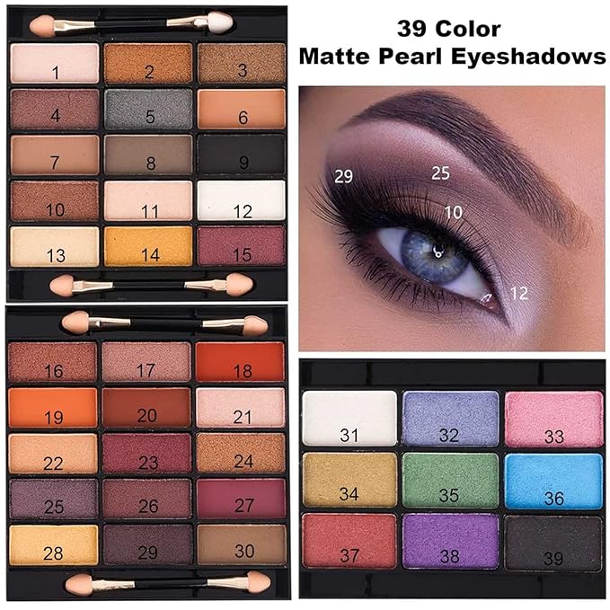 M 58 Color Professional Makeup Kit, makeup pallet,All In One Makeup Set for Women Girls Beginner,Include Eyeshadow Facial Blusher Eyebrow Powder Face Concealer Powder Eyeliner Pencil and a Mirror(331Y)