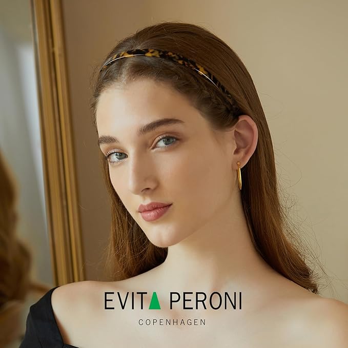 EVITA PERONI Hairband Designed for Eyewear, 3PCS - Basic Color - Tortoise & Amber & Black, Acetate, Fashion Thin Non-Slip Hair Accessories for Women Securing Hair