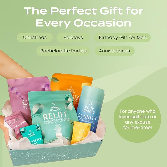 Body Restore Shower Steamers Aromatherapy 15 Pack - Birthday Gifts for Women, Men, Travel Essentials, Stress Relief, Relaxation, Self Care, Bath Bombs - Tea Tree