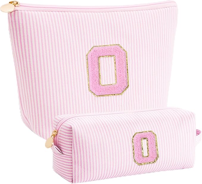 Personalized Makeup Bag for Women Girls - Fashion Cosmetic Bag Trendy Travel Toiletry Bag with Initials Letter - Teen Gifts - Pink,O