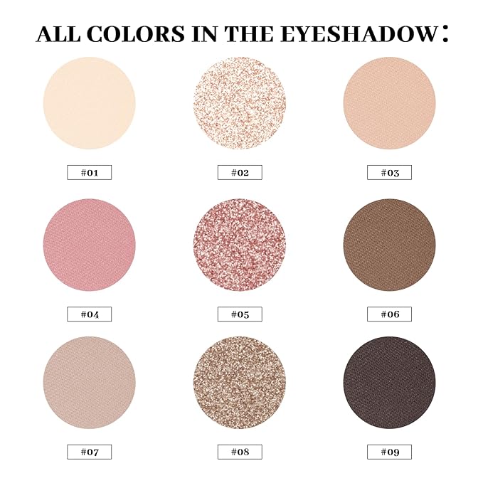 Neutral Eyeshadow palette, Nude eye shadow palette, Matte, Metallic Shimmer Finish, High-Pigment eyeshadow makeup palette with Mirror, Long-lasting Wear, Vegan, Cruelty-free - 0.5oz