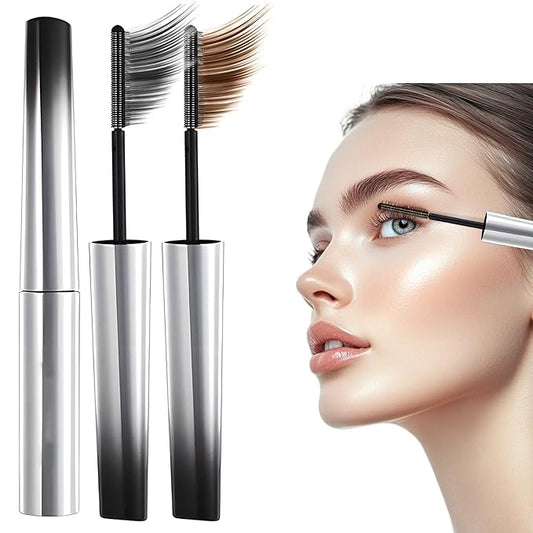 Iron Wand Mascara, 2025 New Metal Mascara Wand, 3D Washable Metal Mascaras, Waterproof & Smudge-Proof Long-Lasting Curling Eyelash Iron Mascaras with No Flaking (Black+Brown)