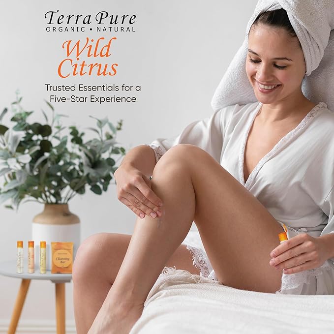 Terra Pure Wild Citrus Toiletries Set | 1-Shoppe Amenities Kit | 1oz Shampoo, Conditioner, Body Wash, Lotion, 1oz Bar Soap | 150 Pieces