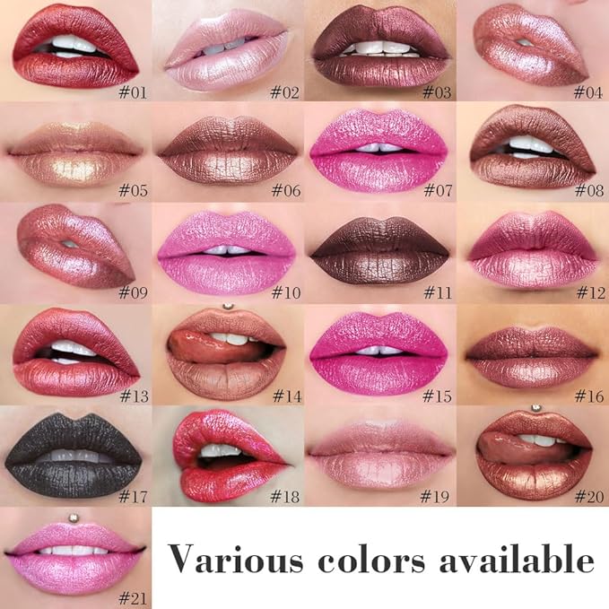 Kaely 2-in-1 Mauve Metallic Lipstick and Lip Liner, Shimmer Liquid Metallic Lipsticks for Women, Glitter Lip Gloss Stain Long Lasting Waterproof Smudge Proof 24 Hour, Vegan Makeup, 16