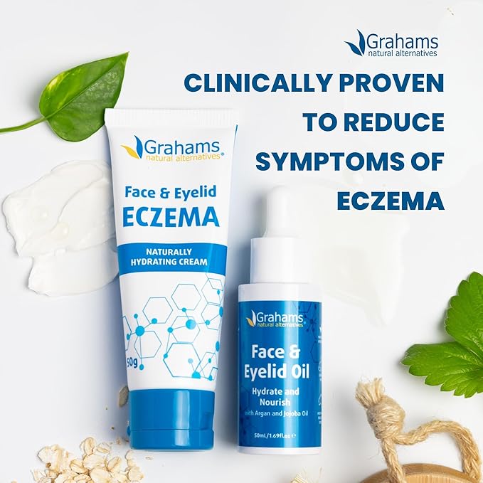 Grahams Natural Face & Eyelid Eczema Relief Kit - Treatment for Dry Skin, Eczema, Perioral & Seborrheic Dermatitis | Itch Relief - Moisturizing Face Cream (1.76 fl oz) + Eyelid Oil (1.69 fl oz)
