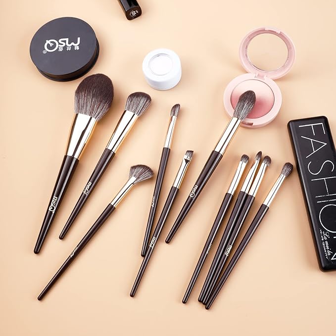 MSQ Make Up Brushes 10Pcs Makeup Brush Set Foundation Brush Blending Brush (Brown)