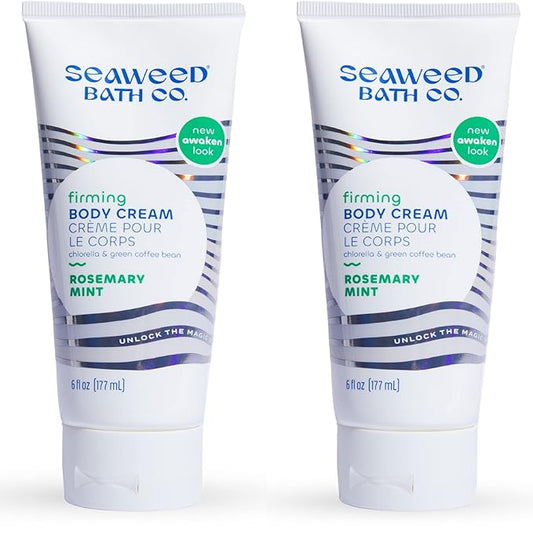 Seaweed Bath Co. Firming Body Cream - Rosemary Mint - Hydrating Hand and Body Lotion with Hyaluronic Acid - Toning Skin Moisturizer for Dry Skin - 6 oz (Pack of 2)