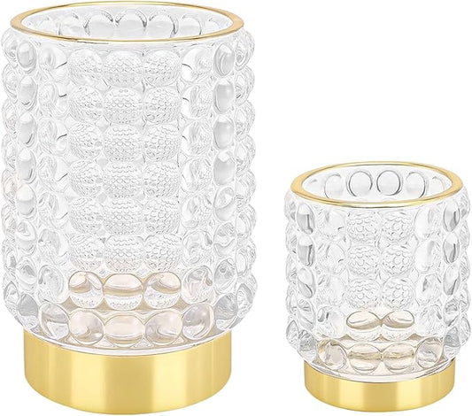 DASITON Makeup Brush Holder Organizer, Crystal Cosmetic Make Up Brush Holder, Glass Makeup Brushes Storage Organizer, Vintage Make Up Cup Desk Pen Pencil Holder, Toothbrush Holders (Clear S+L)