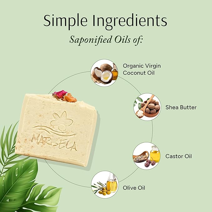 Marbela Cosmetics Creamy Rose Handmade Soap Bar - Made in USA, Vegan Friendly, Palm Oil Free, Natural Bar Soap - Gentle Face & Body Soap for Daily Skin Care, Moisturizing & Nourishing - 3.5 oz