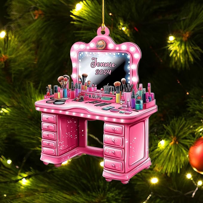 Personalized Makeup Tools Ornament – Custom Beauty Christmas Tree Decoration, Holiday Keepsake Gift for Makeup Artists, Cosmetologists, Beauty Lovers, Salon Owners, Families and Coworkers (MKH2)