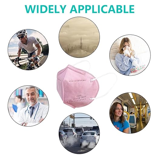 KN95 Face Masks 100 PCS, 5-Ply KN95 Pink Masks,Breathable Protection Masks, Individually Wrapped, Cup Dust Safety Mask