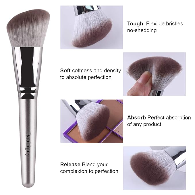 Makeup Brushes,Daubigny 16Pcs Silver Premium Synthetic Makeup Brush Set with Professional Foundation Brushes Powder Concealers Eye shadows Blush Makeup Brush for Perfect Makeup