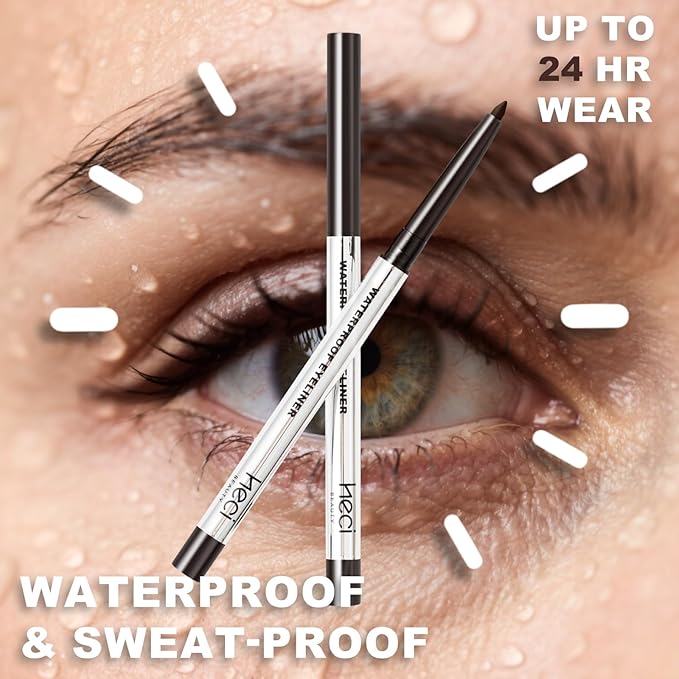 Sharpenable Gel Eyeliner Pencil, Multi-Use Longwear Eyeliner Pencil, Ultra-Smooth Tip Eye Makeup with Up to 24HR Wear, Waterproof & Smudge-Proof - Dark brown