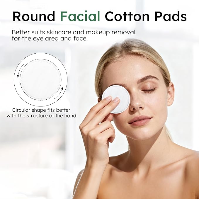 Individually Wrapped Cotton Rounds, Circular Cotton Pads, Individually Packaged, Easy to Carry, Suitable for Travel, Hotels, Business Trips, Camping (2 Pcs/Set, 300 Sets, in Total 600 pcs)