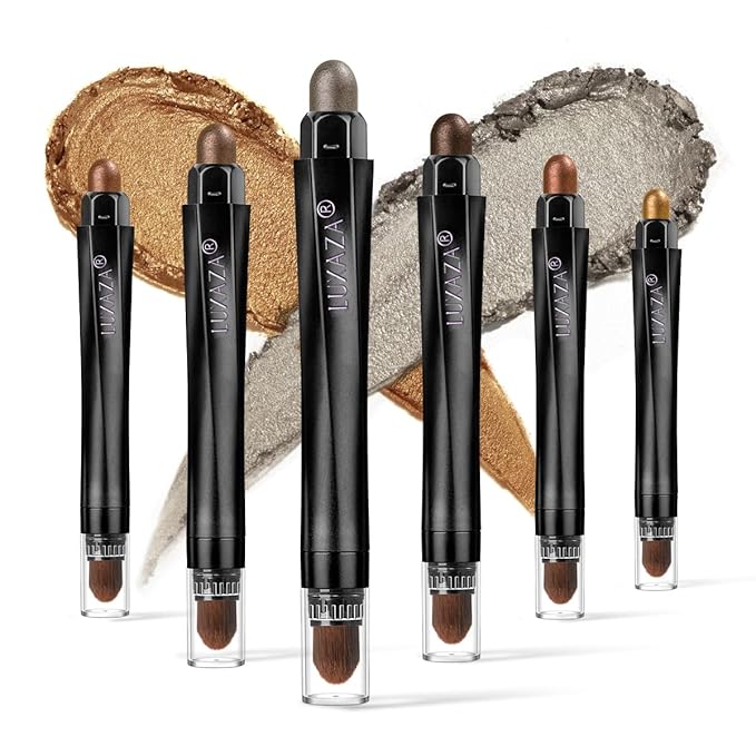 6PCS Eyeshadow Stick Makeup Sets, Brown and Grey Eyeshadow Pen,Metallic And Matte Shimmer Eye Shadow Pencil Crayon, B08-Brown Sugar
