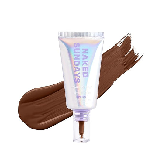 Naked Sundays BeautyScreen™ SPF 50 Mineral Peptide Foundation Tint – 2-in-1 Skin Tint & Mineral Sunscreen | Radiant, Buildable Coverage, Acne-Safe, Infused with Peptides (9.6. Rich Neutral, 1.01 oz)