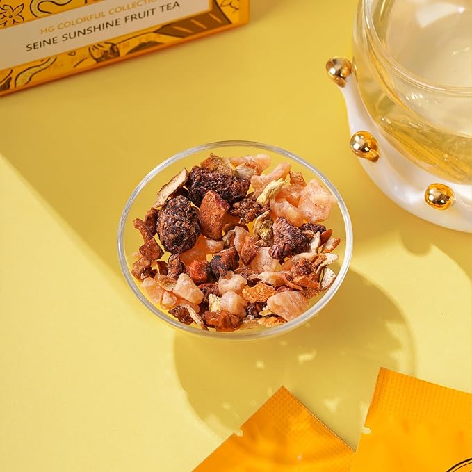 Seine Sunshine Fruit Tea Gift Set – Fruity Herbal Infusion with Natural Ingredients | 20 Tea Bags + 100g Rock Sugar | Caffeine-Free Wellness Blend | Refreshing Daily Detox Tea | Holiday Gift Box for Women & Friends