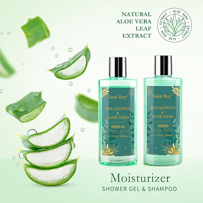 Father's Day Gifts for Men for Dad bath and body Gifts for Her & him Gift Baskets for Women - Saint Roy Eucalyptus & Aloe Vera Scented Birthday Gifts for Women,8 pcs Spa Gift Set, Mother's Father Day