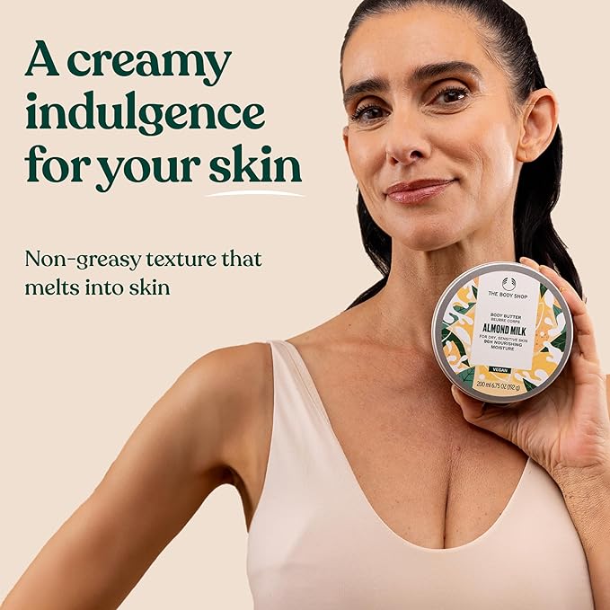 The Body Shop Almond Milk Gift Set - 5 Piece Set, Shower Cream, Body Butter, Bar Soap, Lip Balm, Hand Balm, Vegan