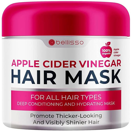 Apple Cider Vinegar Deep Conditioning Mask - Treatment for Dry Damaged Hair and Split End Repair - Sulfate Free Formula with Collagen, Keratin and Argan Oil - For Flaky Scalp and Dandruff Relief