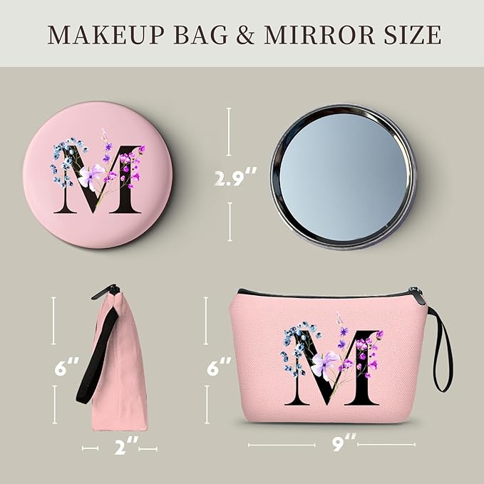 Women's Birthday Gifts: Makeup Bag with Mirror - Maid of Honor & Bridesmaid Gifts, Cosmetic Bag for Sister or Friend