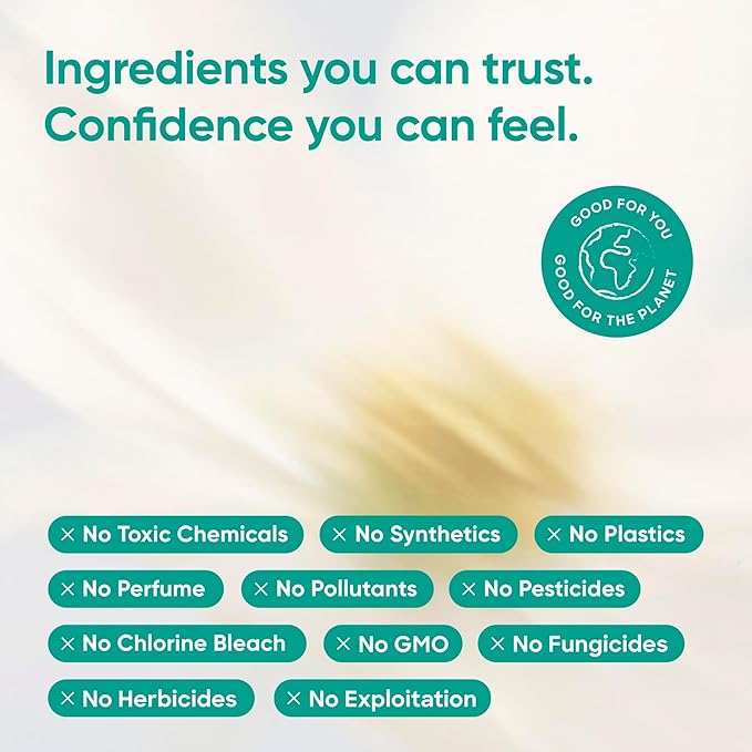 Oi | Organic Initiative - Ultra-Thin Pads with Wings | 100% Certified Organic Cotton, Unscented | Leak Free, Biodegradable | Non-GMO, Toxin Free (Super, 48, Count)