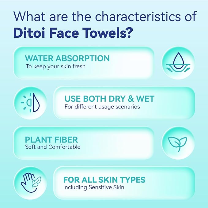 Ditoi Disposable Face Towels,Ultra Thick Face Towelettes XL, Lint-Free Facial Wipes for Makeup Removal & Gentle Skin Care,50 Count, 10"×12", Pearl-textured