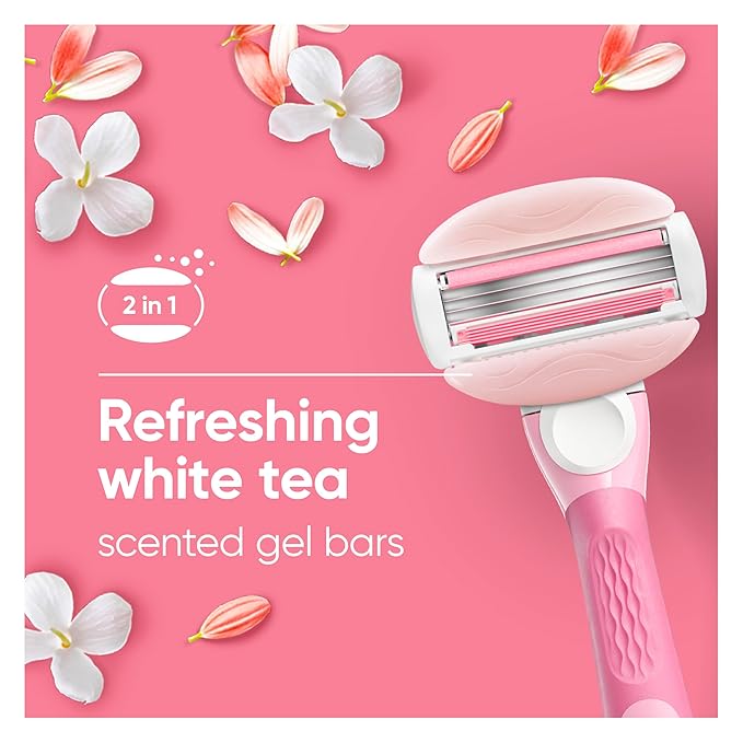 Gillette Venus ComfortGlide White Tea Women's Razor Blades, 3-Blade Razor Refills, 6 Count