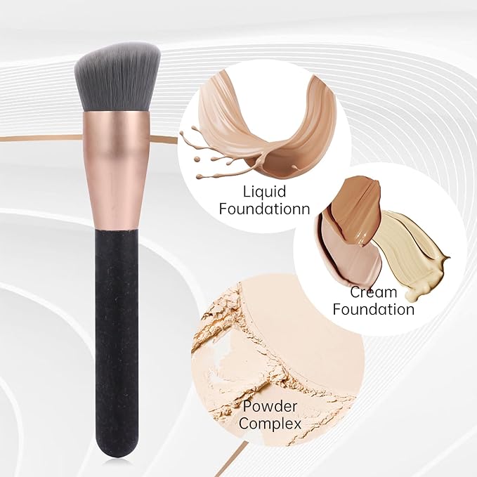 Ecofriendly Foundation Brush for Liquid Makeup Professional Angled Flat Top Kabuki Brush, Premium Quality Makeup Brush, Vegan & Cruelty-Free