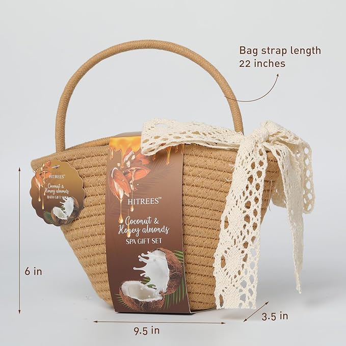 Spa Gift Set for Women, Happy Birthday Gifts for Mom Her Friend Sister Wife, Self Care Get Well Gifts with Coconut & Honey Almond Bath Set for Teengirls