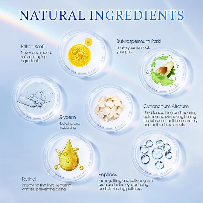 Retinol Under Eye Cream - Anti Aging Eye Cream Reduces Eye bags,Dark Circles, Fade Wrinkles, Fine Lines, and puffiness Smoothing Skin Care Treatment for Women and Men, 20ML(Blue)