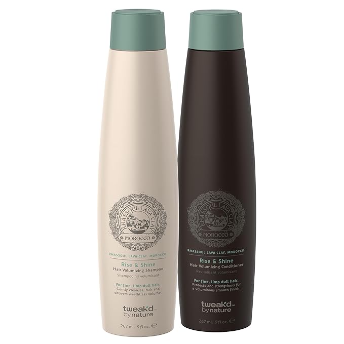 Tweak’d by Nature - Rise & Shine Hair Volumizing and Thickening Shampoo and Conditioner Set for Fine Hair, Paraben and Sulfate Free Shampoo and Conditioner for Oily Hair, Hydrating (2 x 9 ounces)