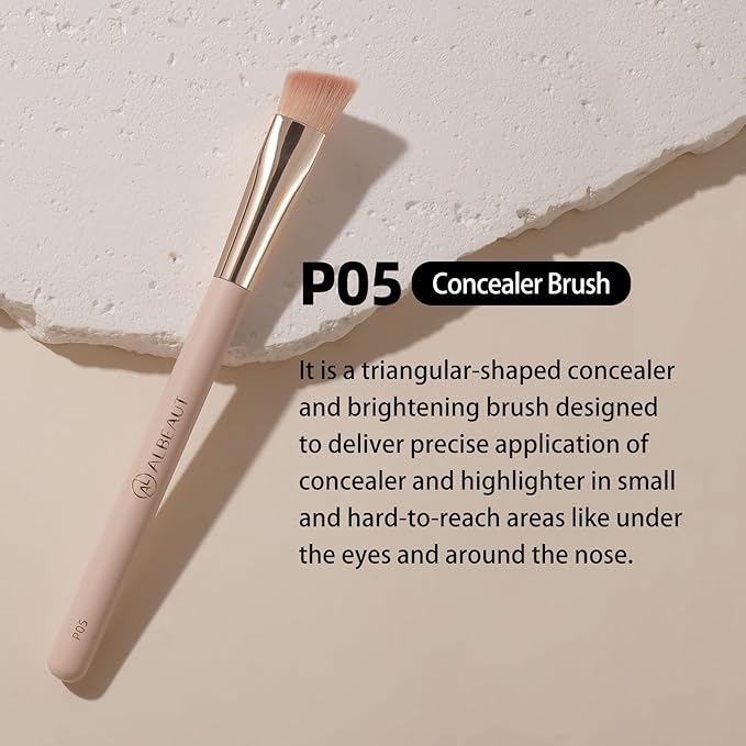 Angled Under Eye Concealer Brush for Liquid Cream Powder Brightening Concealer Trangle Small Nose Contour Foundation Makeup Brush 2-Pack