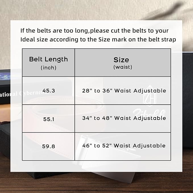 Zitahli Ratchet Belt for Men - 2 Packs Leather Mens belt For Gift Men Dress and Casual,Trim to Fit