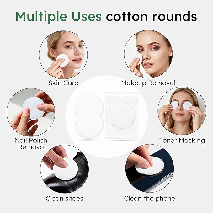 Individually Wrapped Cotton Rounds, Circular Cotton Pads, Individually Packaged, Easy to Carry, Suitable for Travel, Hotels, Business Trips, Camping (2 pcs/Set, 200 Set, in Total 400 pcs)