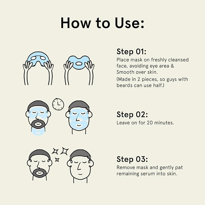 JAXON LANE BRO MASK Korean Face Mask for Men: Premium Mens Face Mask Skin Care & Facial Anti Aging Sheet Masks with Hydrogel, Vitamin C, Hydrating Hyaluronic Acid, Hydrolyzed Collagen (2 X 4 Pack)