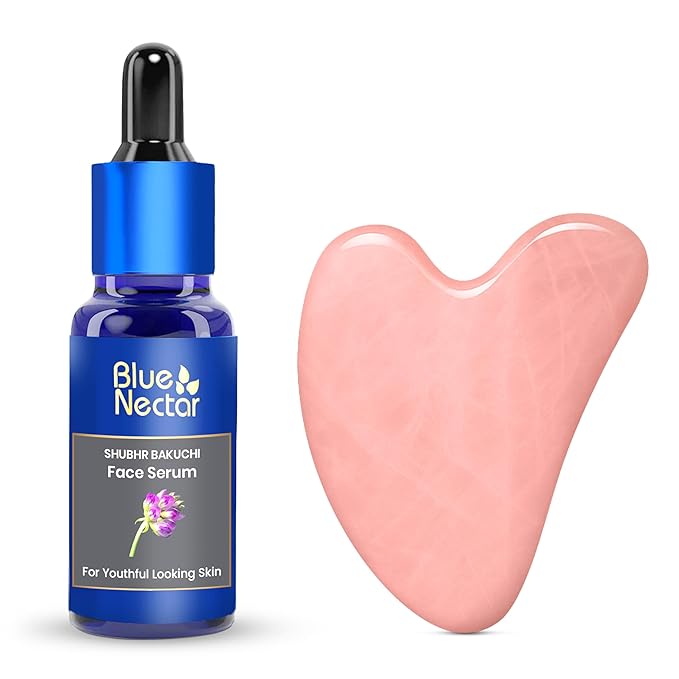 Blue Nectar Bakuchiol Face Serum for Glowing Skin with Gua Sha | Plant-Based Retinol for Face Skincare, Fine Lines, & Dark Circles | Anti-Aging Serum for Women & Men (10 Herbs, 1 Fl Oz)