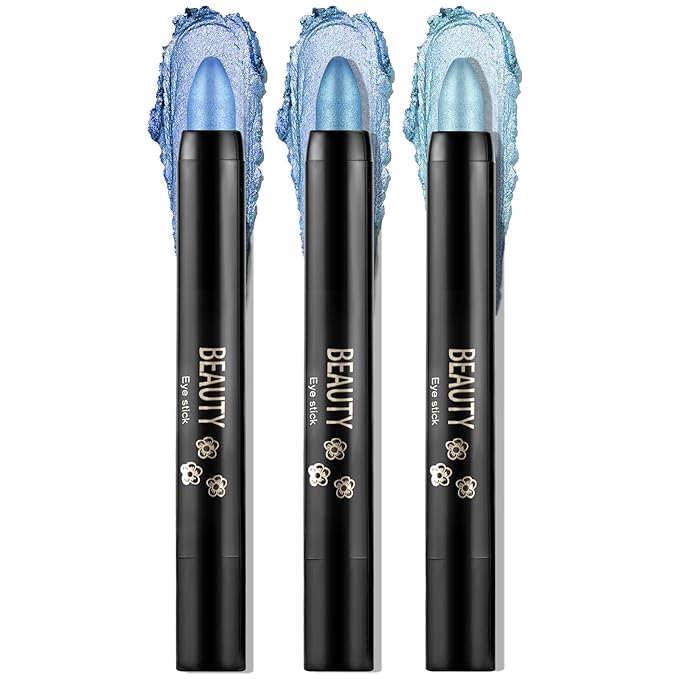 Boobeen 3PCS Cream Eyeshadow Pencil Crayon Waterproof Brightener Stick Shimmer Pen Create Glitter Eye Makeup, Easy to Use